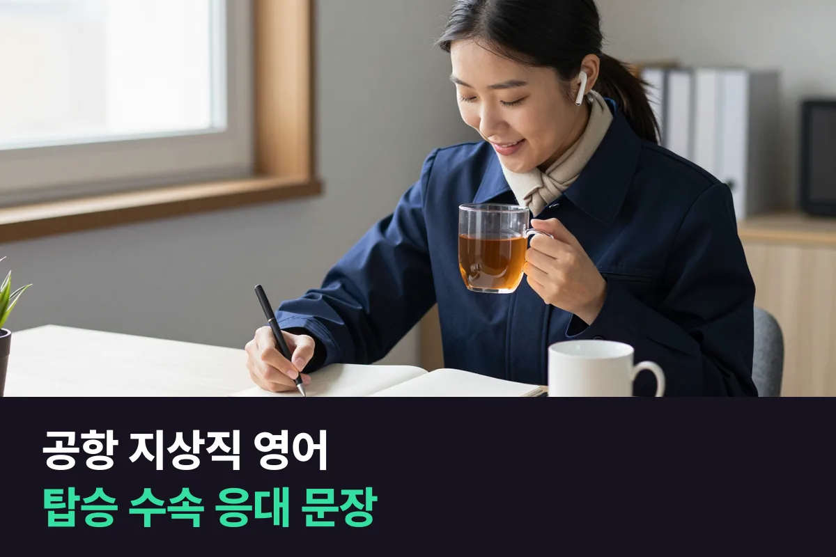 탑승 수속 카운터에서 일하는 공항 지상직, 영어는 수속 순서대로 준비해요