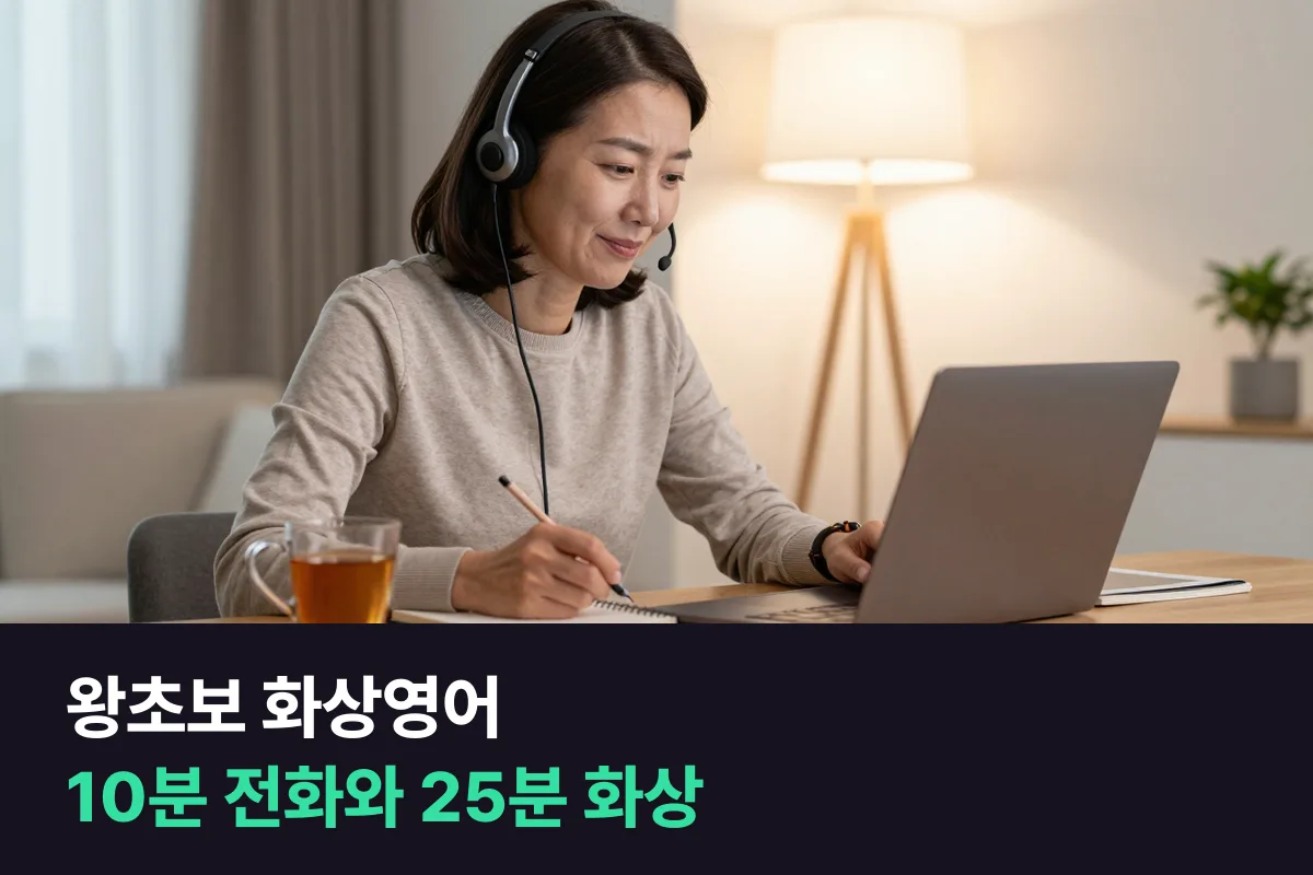 왕초보 성인, 10분 전화영어로 시작할까 25분 화상영어로 시작할까