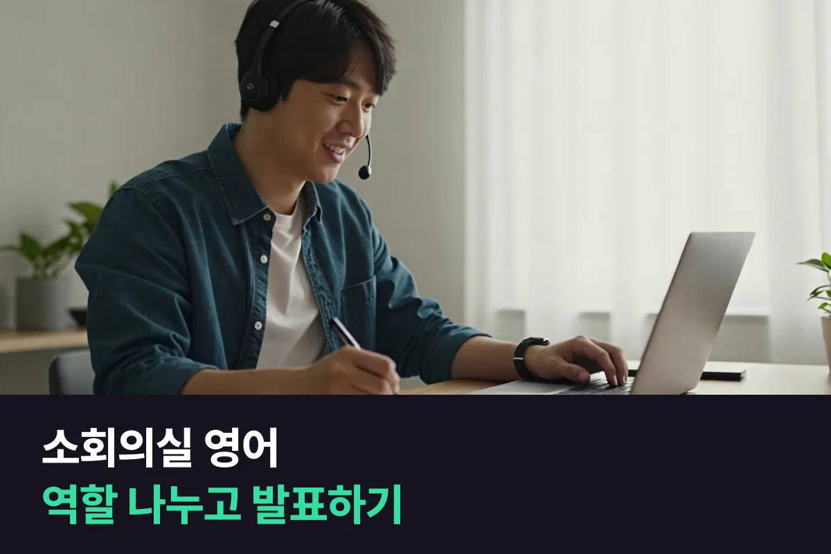영어 화상회의 소회의실에서 역할을 나누고 내용을 발표하는 영어 표현