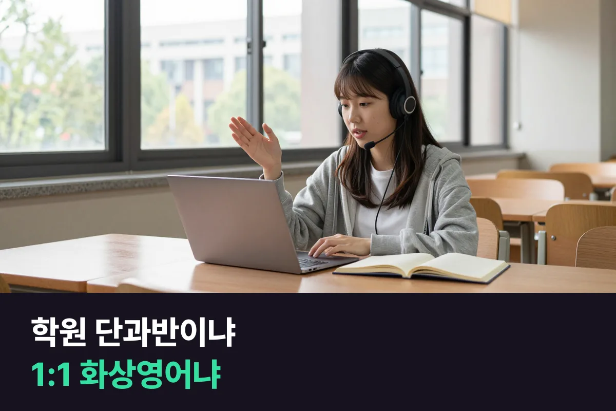 대학생 영어회화 학원 단과반 vs 1:1 화상영어: 누가 어느 쪽에 맞는지 정리했어요