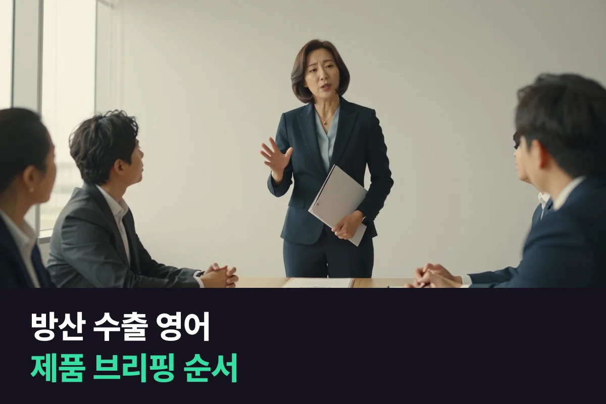 해외 바이어 앞에서 제품을 브리핑하는 방산 수출 담당자, 영어는 이 순서로 준비해요