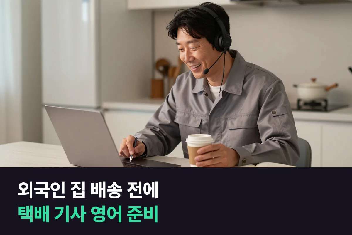 외국인 고객에게 배송하는 택배 기사가 전화와 현관 앞에서 쓰는 영어 준비