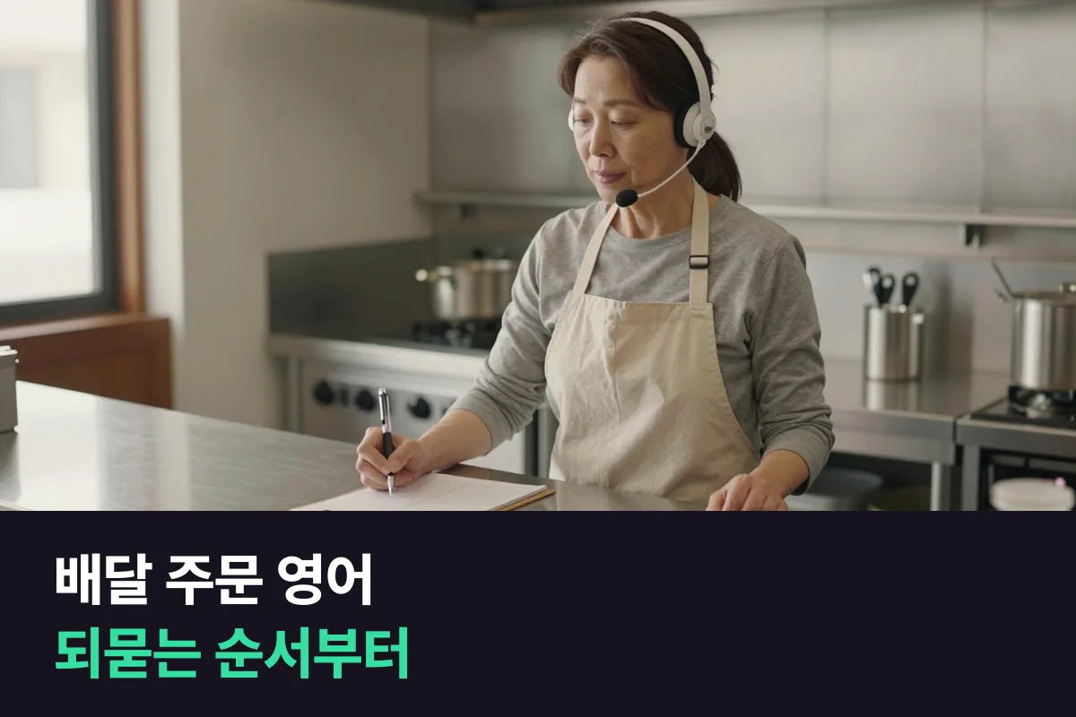 외국인 손님이 전화로 배달 주문을 하면, 사장님은 영어로 무엇을 확인해야 할까요?