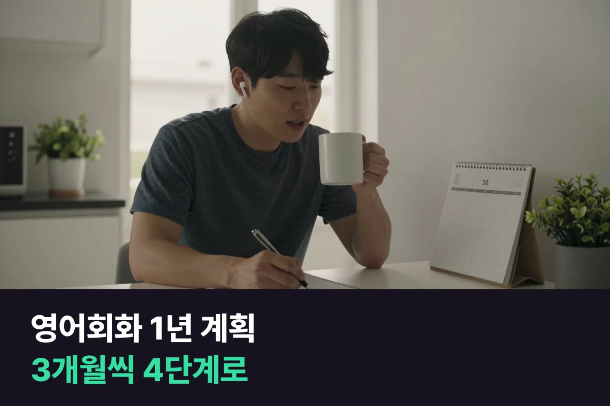 영어회화 1년 계획, 3개월씩 4단계로 나눠 목표와 점검을 정해요