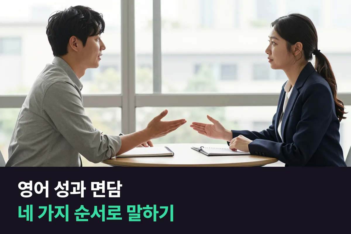 영어 성과 면담: 한 일·결과·배운 점·다음 목표, 네 가지 순서로 말하기