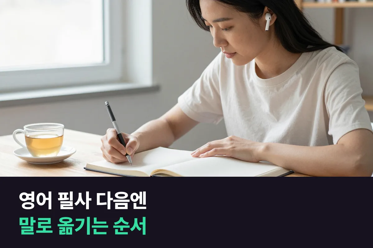 영어 필사만 계속할지, 영작 첨삭이 붙은 1:1 전화영어를 붙일지 성인 기준으로 비교했어요