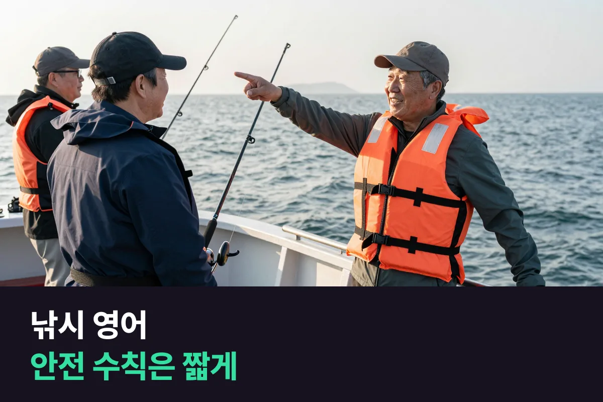 외국인 낚시객을 태우는 낚싯배 선장은 안전 수칙과 포인트를 영어로 어떻게 안내할까요?