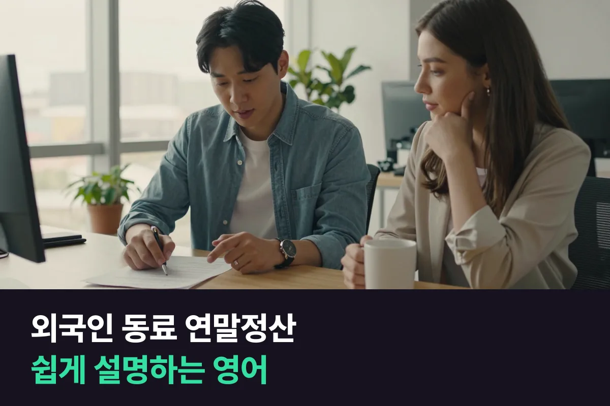 외국인 동료에게 연말정산과 회사 복지 제도를 영어로 설명하는 표현
