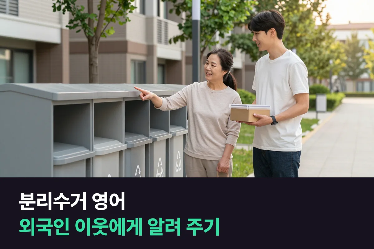 외국인 이웃에게 아파트 분리수거와 음식물 쓰레기 규칙을 영어로 알려 주는 표현