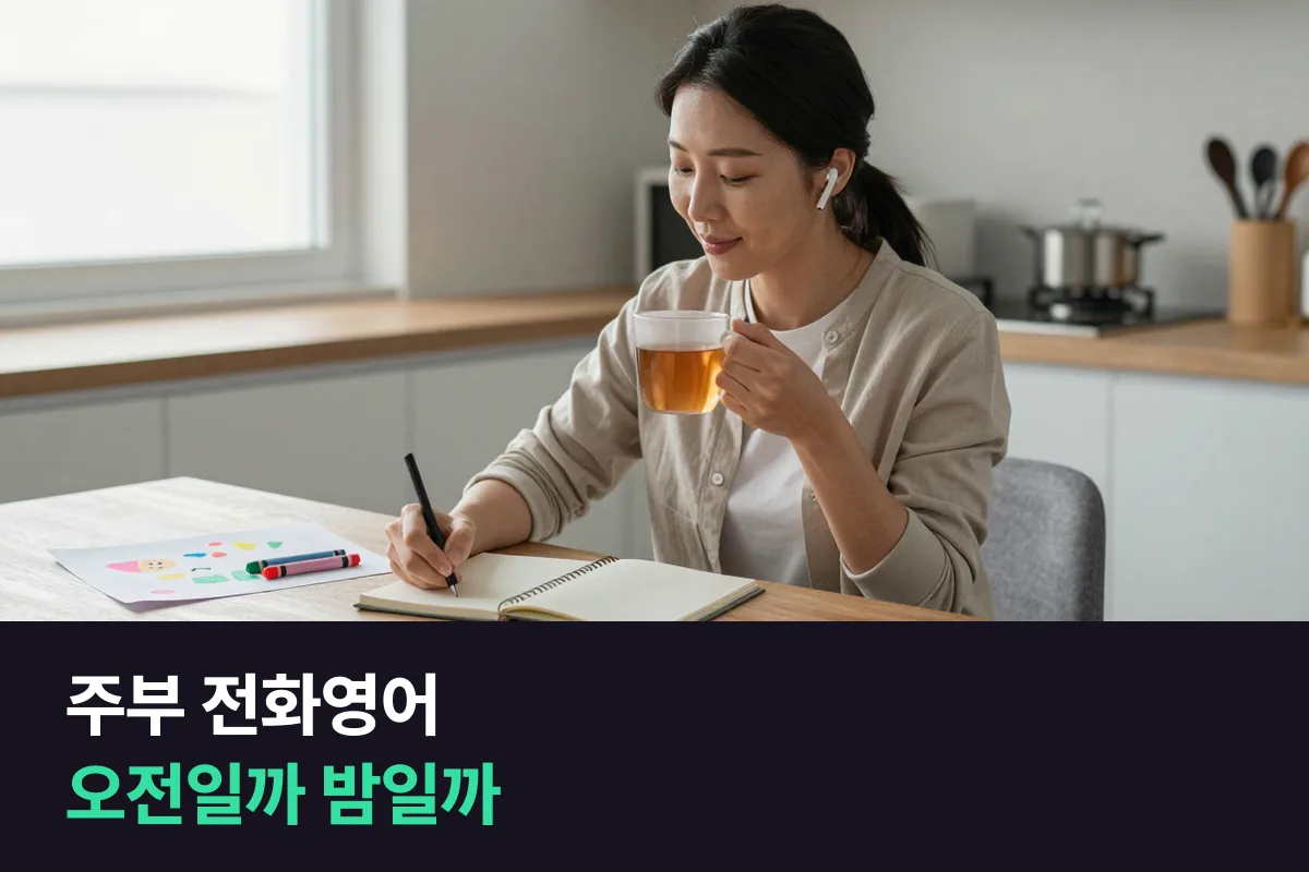 등원 뒤 오전 vs 재운 뒤 밤: 엄마가 빠지지 않고 듣는 전화영어 시간 고르기