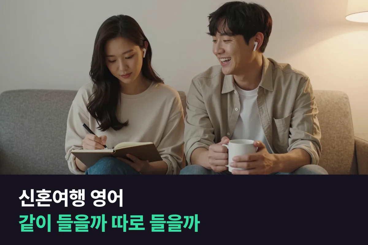 신혼여행을 앞둔 예비부부는 여행영어 과정을 같은 시간에 같이 들을까요, 각자 따로 들을까요