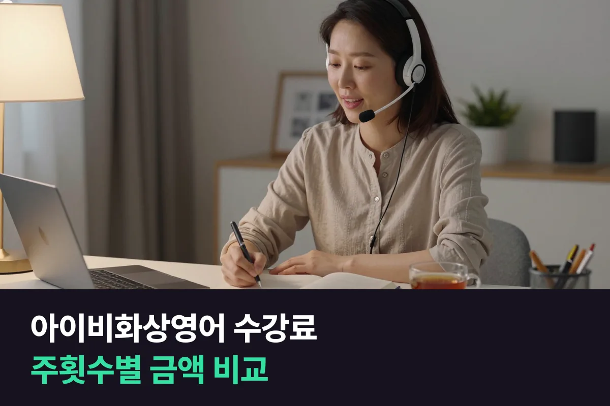 아이비화상영어 수강료를 25분·50분, 주1~5회별로 정리하고 다른 1:1 화상영어와 같은 항목으로 놓았어요