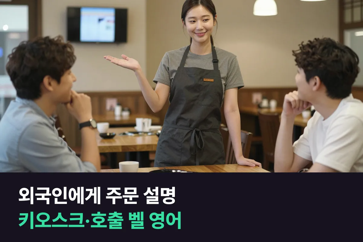 외국인에게 식당 주문 설명은 '어디서 주문 → 어떻게 → 무엇을 누르면 오는지' 세 마디면 돼요