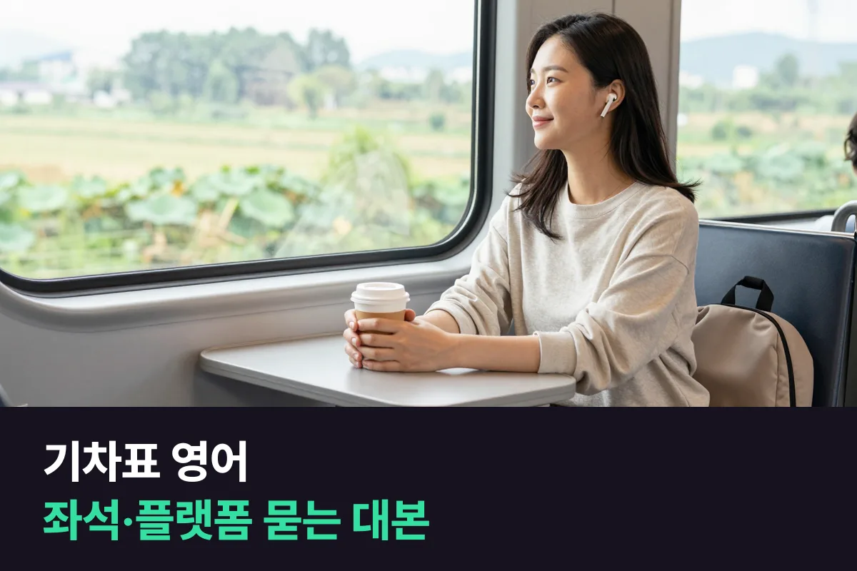 해외 기차역 창구에서 기차표를 사고 좌석·플랫폼을 물을 때, 영어로 무엇을 어떤 순서로 말할까요?