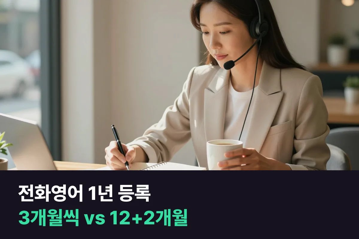 1년 계획을 세운 직장인의 전화영어 등록: 3개월씩 vs 12+2개월 한 번에