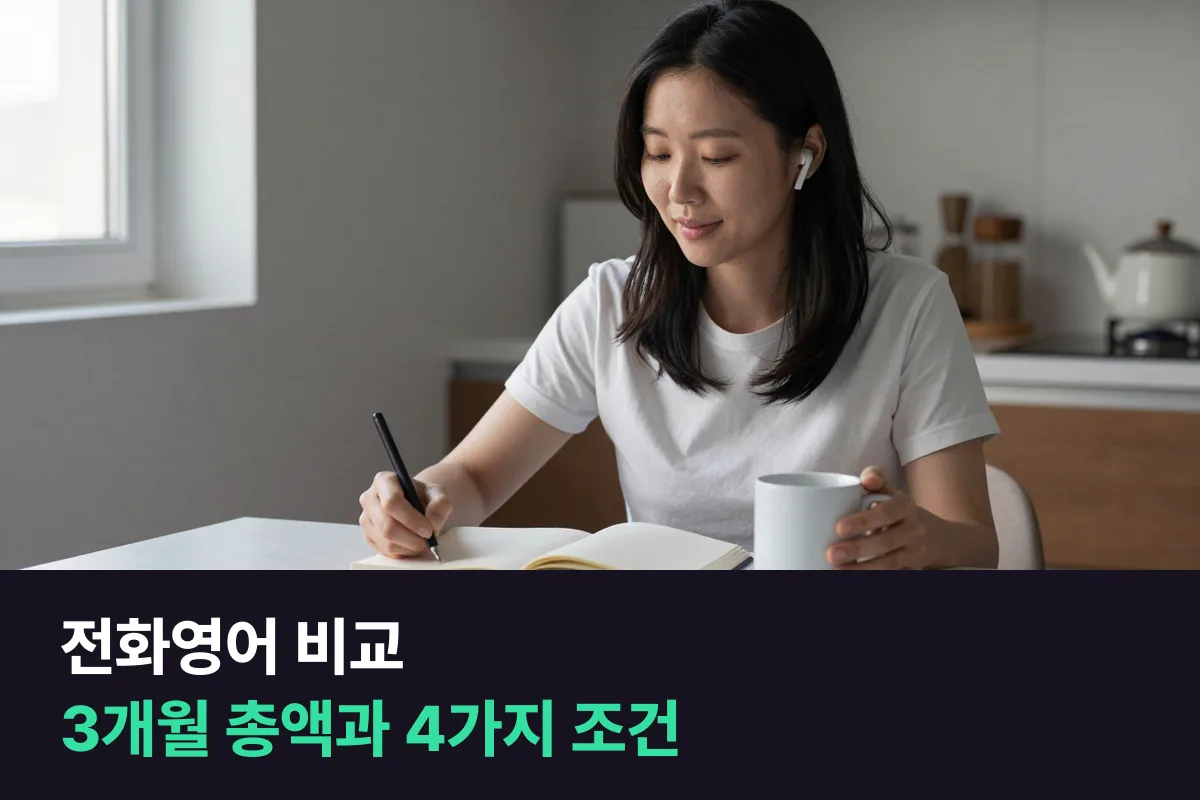 전화영어 비교: 3개월·주3회·20분으로 들으면 총 얼마이고, 4가지 조건은 어디가 맞을까요?
