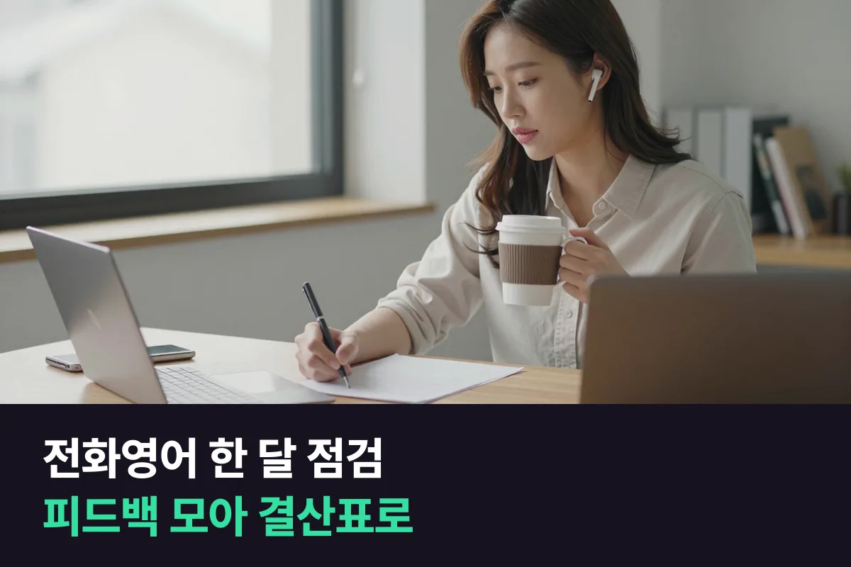 전화영어 한 달 점검: 강사 피드백을 모아 다음 달 수업을 정하는 결산표