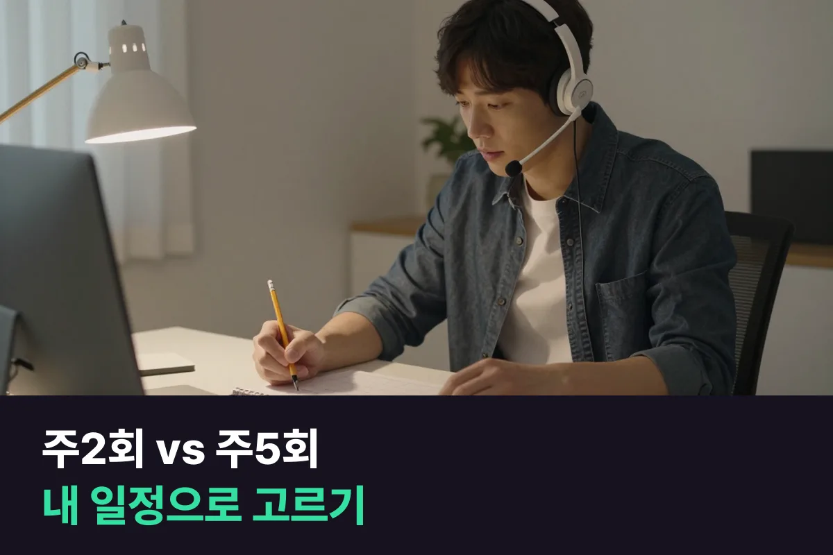 전화영어 주2회 vs 주5회: 내 상황에 맞는 횟수 고르기표