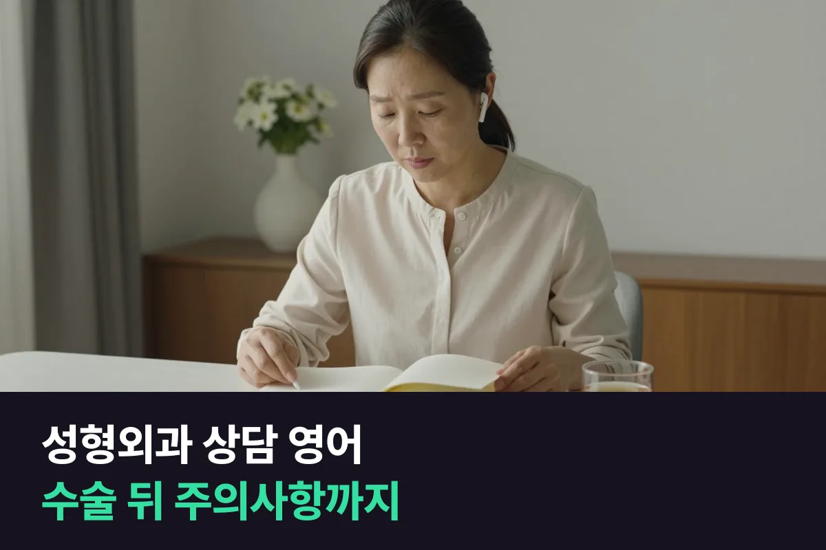 외국인 고객의 상담과 수술 뒤 주의사항을 맡은 성형외과 상담실장은 영어를 어떻게 준비할까요?