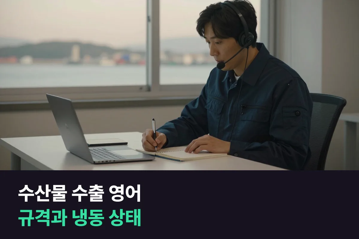 수산물 수출 담당자는 해외 바이어에게 규격과 냉동 상태를 영어로 어떻게 설명할까요?