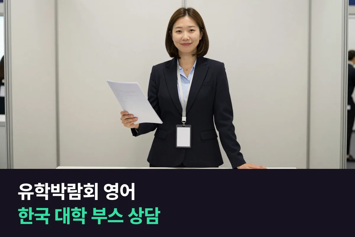 해외 유학박람회에서 한국 대학을 알리는 입학처 직원은 부스 상담을 영어로 어떻게 하면 될까요?