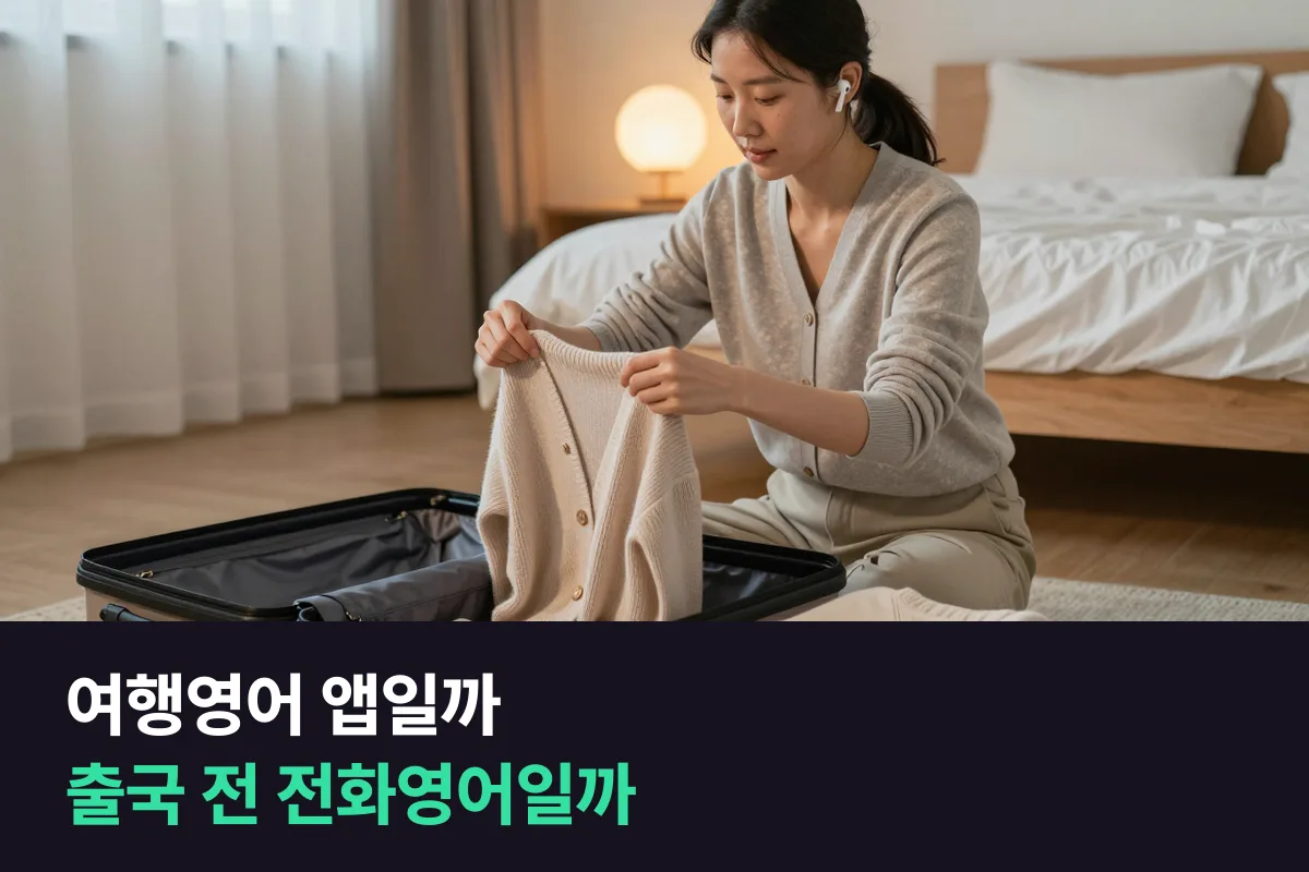 해외여행을 앞둔 직장인이 여행영어 앱과 출국 전 여행영어 과정 전화영어 중 고르는 기준