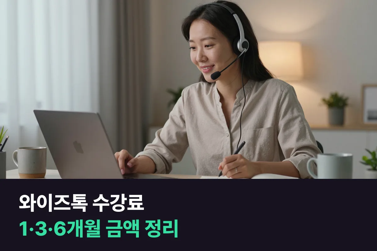 와이즈톡 수강료를 수업 길이·주 횟수와 3개월·6개월 할인별로 정리했어요